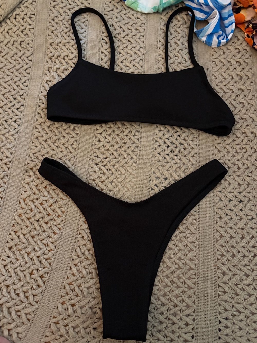 Black Ribbed Bikini Set - Two Piece Swim